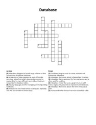 Database crossword puzzle