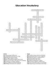 Education Vocabulary crossword puzzle