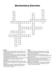 Biochemistry Overview crossword puzzle