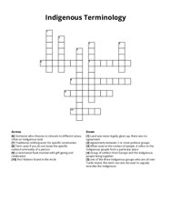 Indigenous Terminology crossword puzzle
