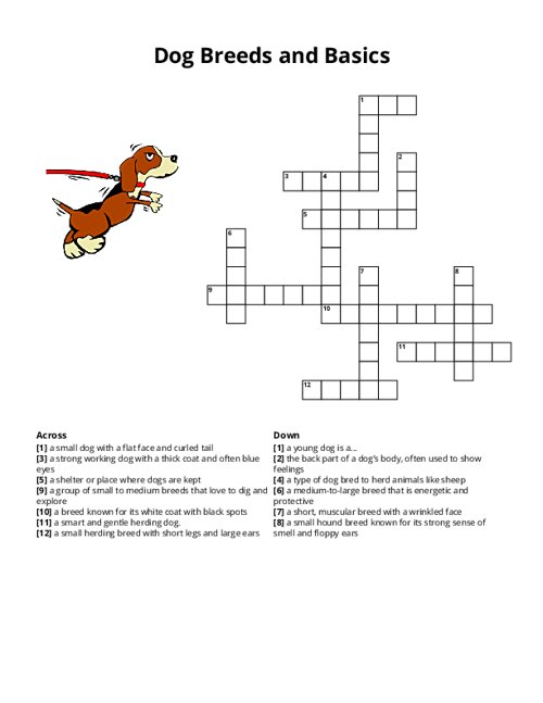 Dog Breeds and Basics Crossword Puzzle
