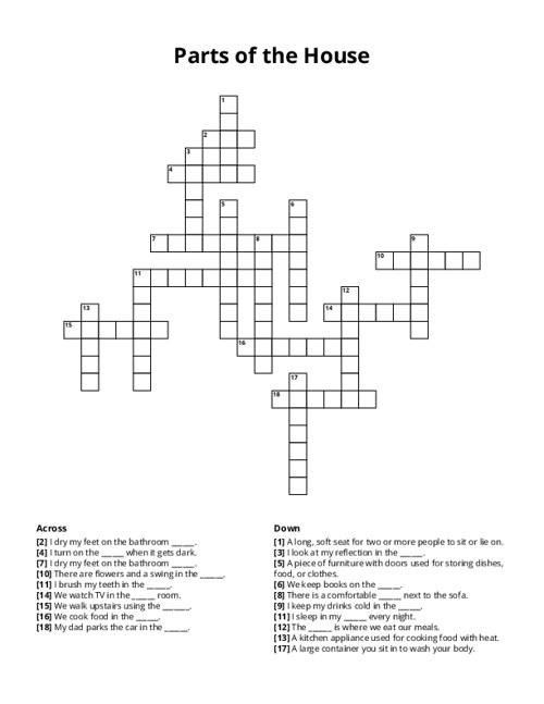 Parts of the House Crossword Puzzle