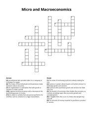 Micro and Macroeconomics crossword puzzle