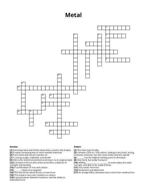 Metal Crossword Puzzle