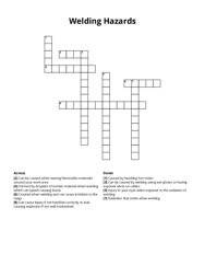 Welding Hazards crossword puzzle