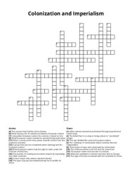 Colonization and Imperialism crossword puzzle
