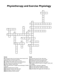 Physiotherapy and Exercise Physiology crossword puzzle