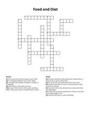 Food and Diet crossword puzzle
