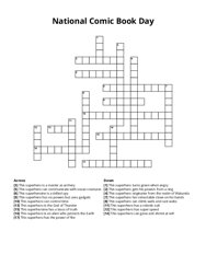 National Comic Book Day crossword puzzle