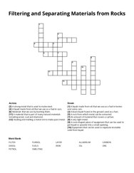 Filtering and Separating Materials from Rocks crossword puzzle