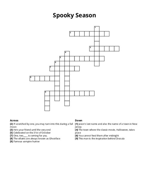 Spooky Season Crossword Puzzle