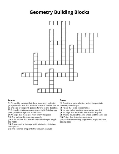 Geometry Building Blocks Crossword Puzzle