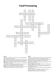 Food Processing crossword puzzle