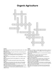 Organic Agriculture crossword puzzle