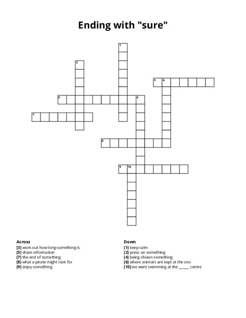 Ending with sure Crossword Puzzle