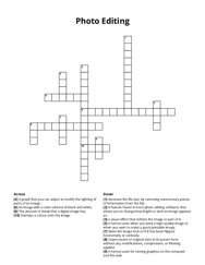 Photo Editing crossword puzzle