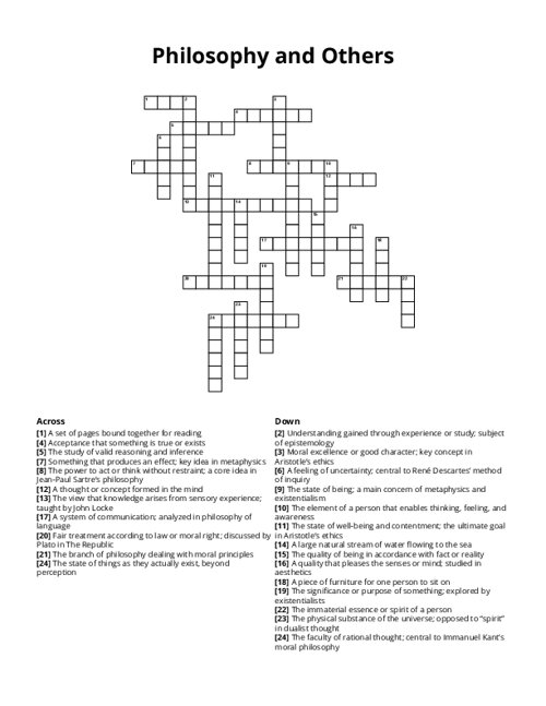 Philosophy and Others Crossword Puzzle