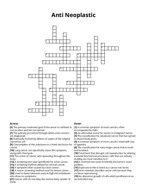 Anti Neoplastic Crossword Puzzle