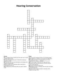 Hearing Conservation crossword puzzle