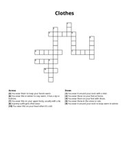 Clothes crossword puzzle