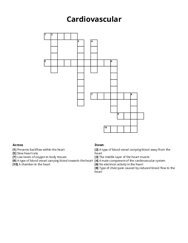 Cardiovascular crossword puzzle