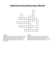Cybersecurity Awareness Month crossword puzzle
