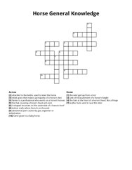 Horse General Knowledge Crossword Puzzle
