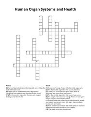 Human Organ Systems and Health Crossword Puzzle