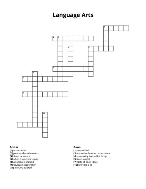 Language Arts Crossword Puzzle