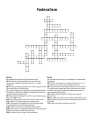 Federalism Crossword Puzzle
