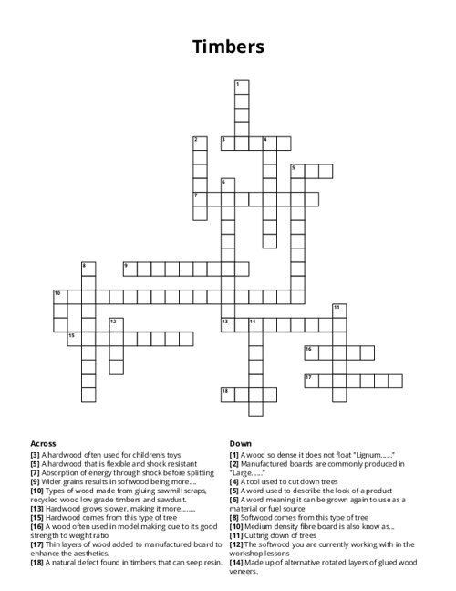 Timbers Crossword Puzzle