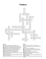 Timbers Crossword Puzzle