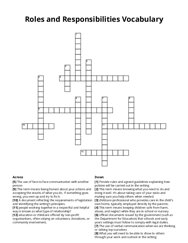 Roles and Responsibilities Vocabulary Crossword Puzzle