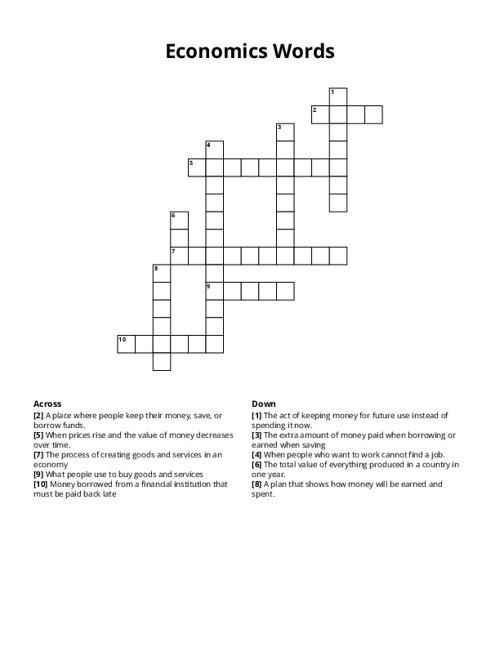Economics Words Crossword Puzzle