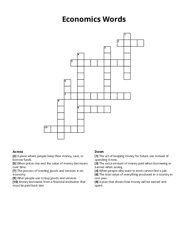 Economics Words crossword puzzle