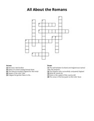 All About the Romans crossword puzzle