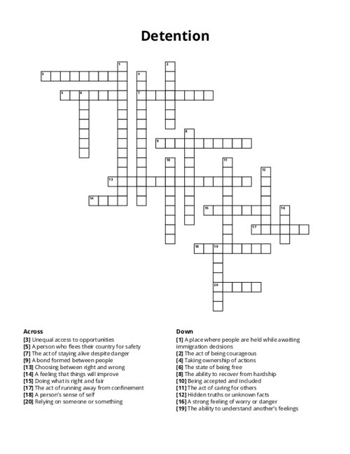 Detention Crossword Puzzle