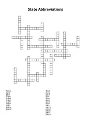 State Abbreviations crossword puzzle