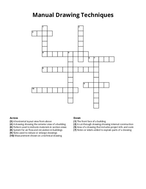 Manual Drawing Techniques Crossword Puzzle