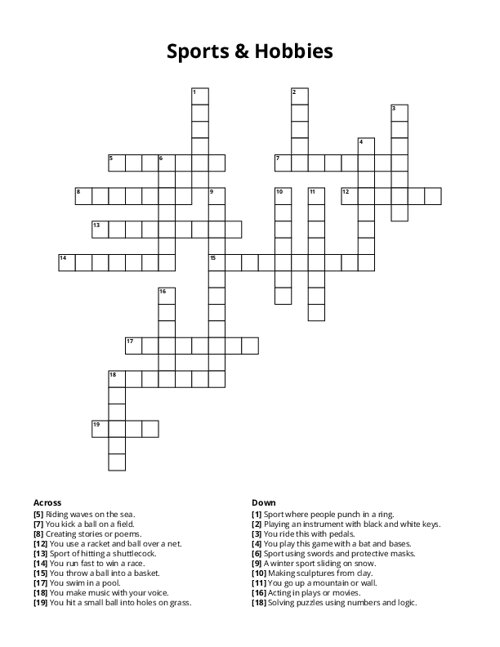 Sports & Hobbies Crossword Puzzle