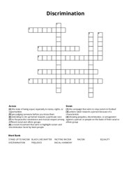 Discrimination crossword puzzle