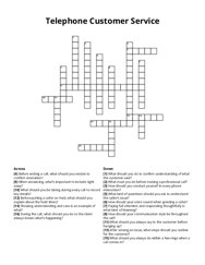 Telephone Customer Service crossword puzzle