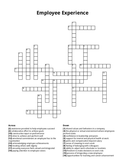 Employee Experience Crossword Puzzle