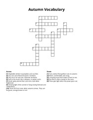 Autumn Vocabulary crossword puzzle