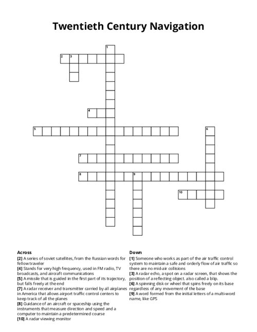 Twentieth Century Navigation Crossword Puzzle