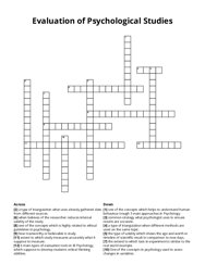 Evaluation of Psychological Studies crossword puzzle