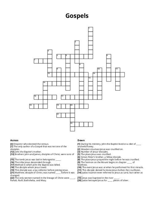 Gospels Crossword Puzzle