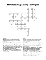 Manufacturing: Cutting Techniques crossword puzzle