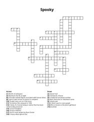 Spooky crossword puzzle