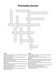 Philosophy Review crossword puzzle